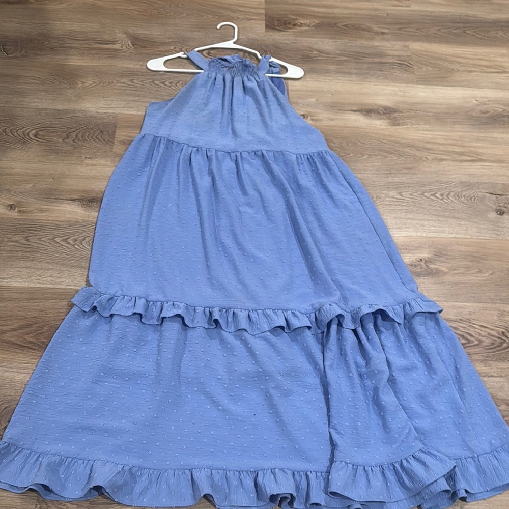 Gibson Blue Halter Tiered Maxi Dress